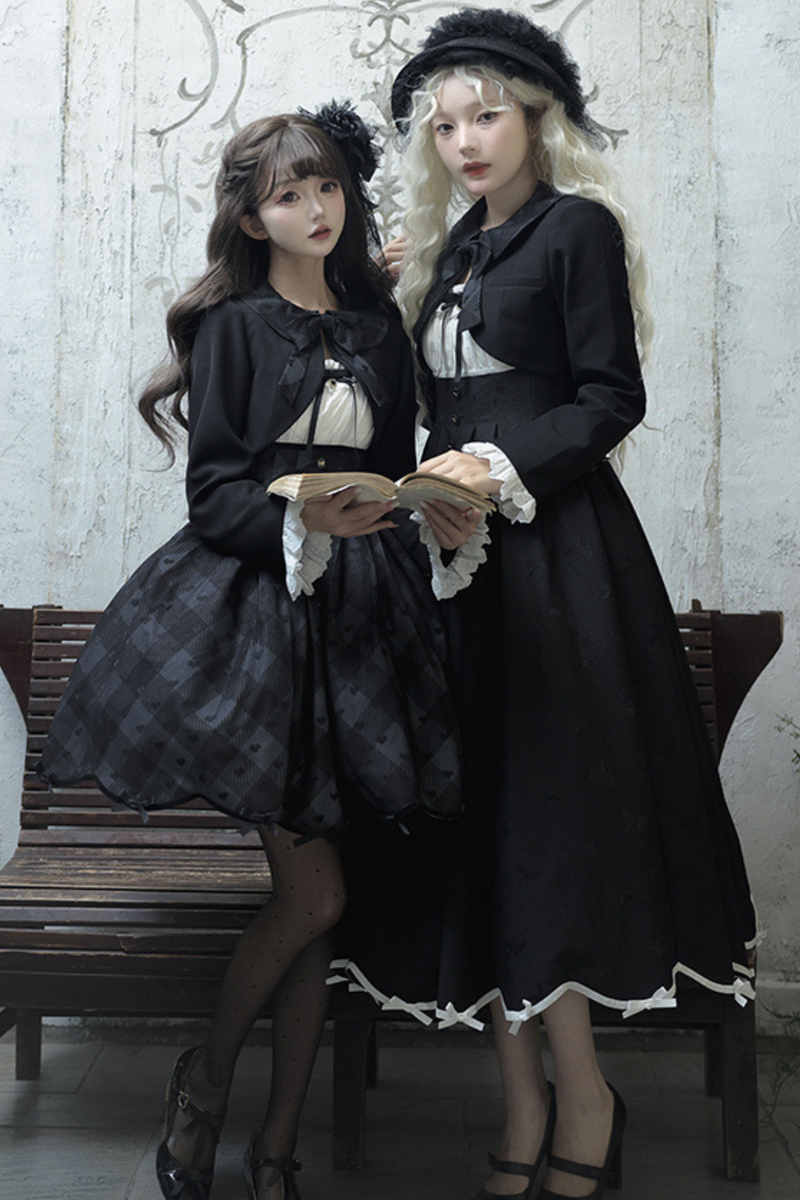 Silent Black Lady Lolita Princess Jumperskirt + Cropped Top