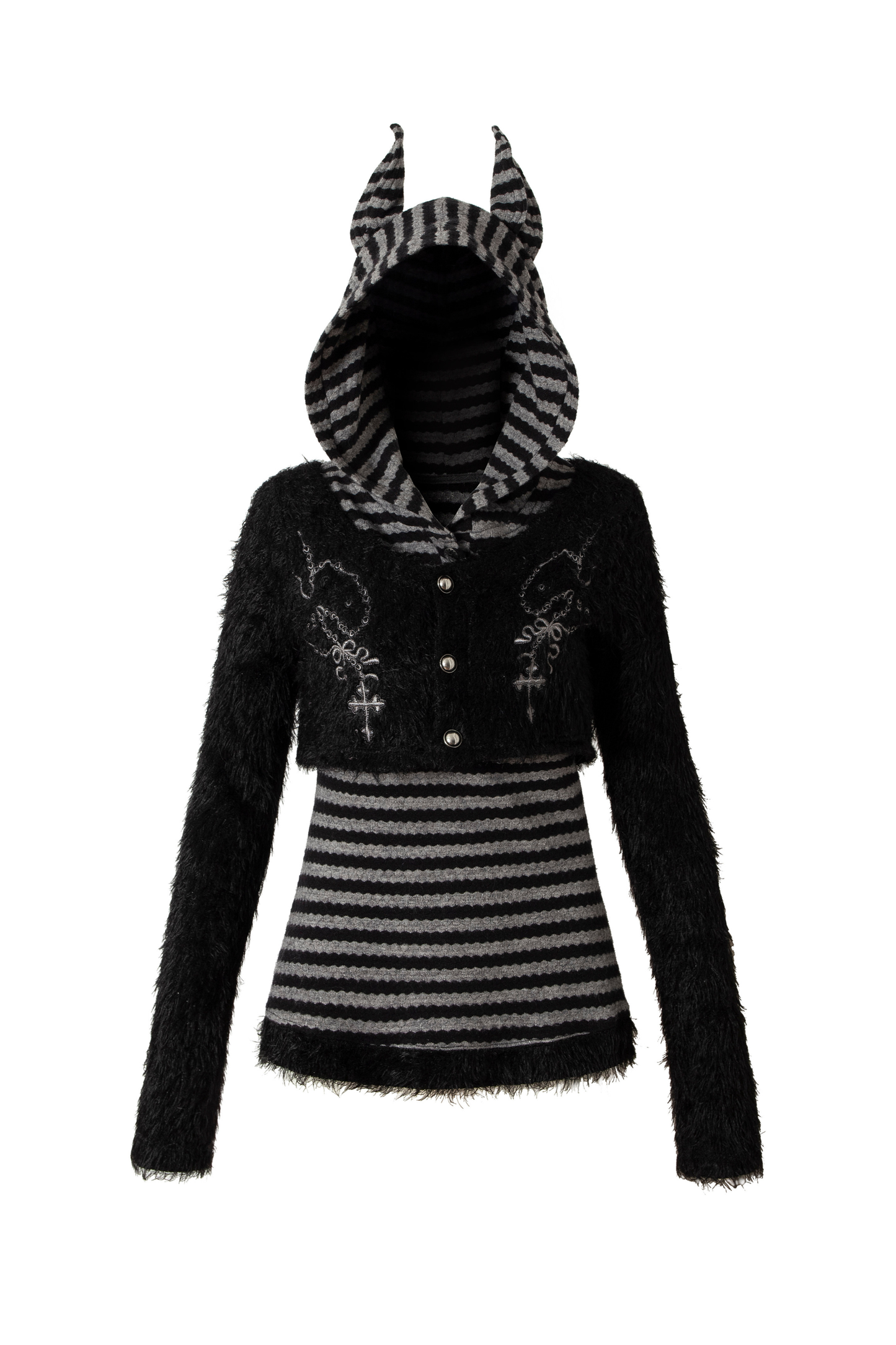 Striped Animal Hooded Top
