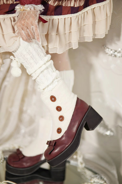 [pre-order] Retro Button Fur Socks Cover Fake Design Boots