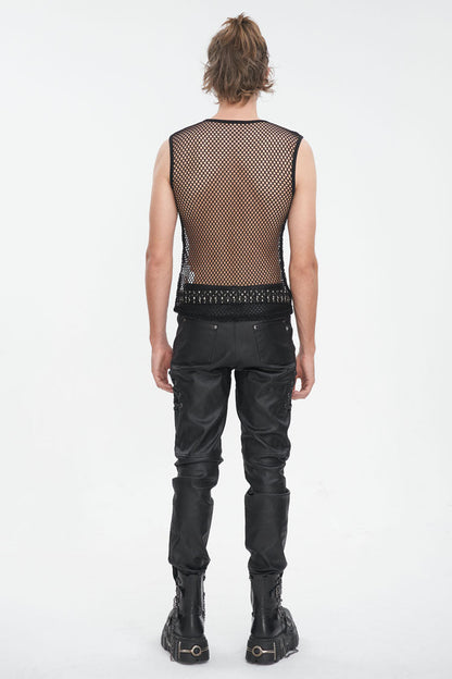 Black Round Collar Mesh Gothic Vest
