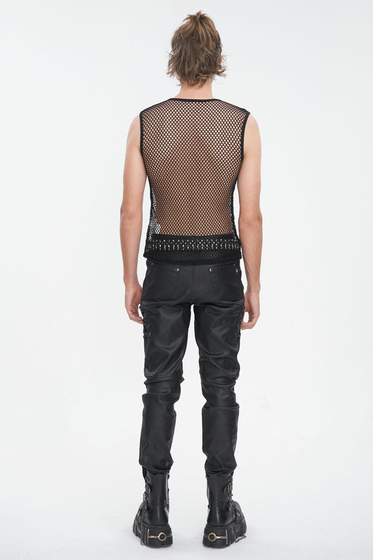 Black Round Collar Mesh Gothic Vest