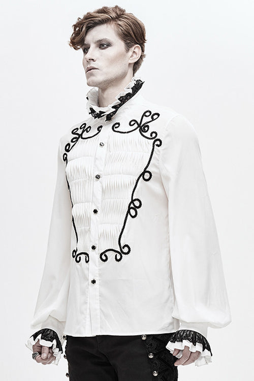 White Chiffon Hand Embroidered Gothic Blouse
