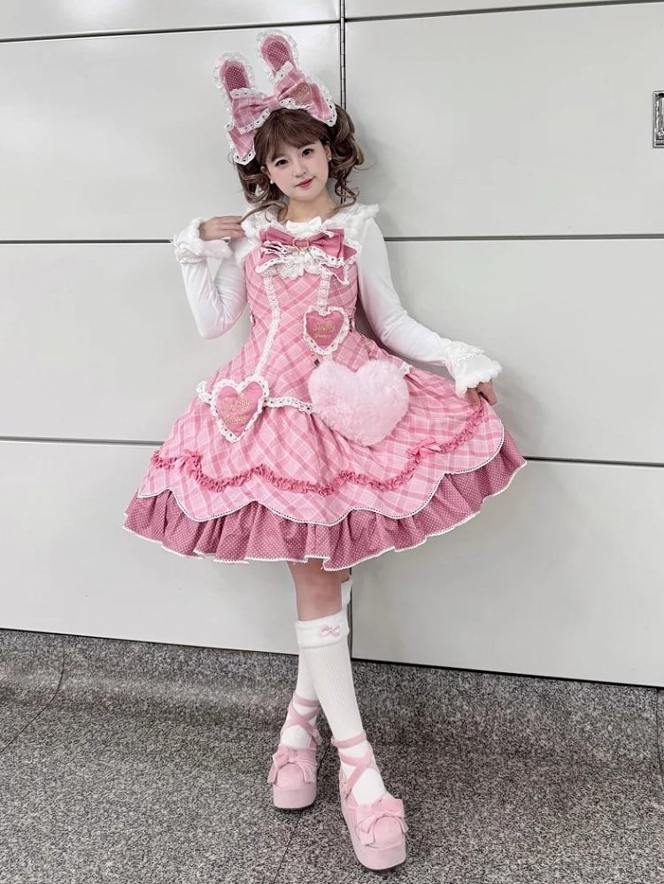 [pre-order Deadline: May 10] Blue/yellow/pink Sweetheart Lolita + Lace Ribbon Jks Dress + Bunny Ear Puff Sleeve Blouse + Bunny Ear Full Set + Cat Ear Full Set