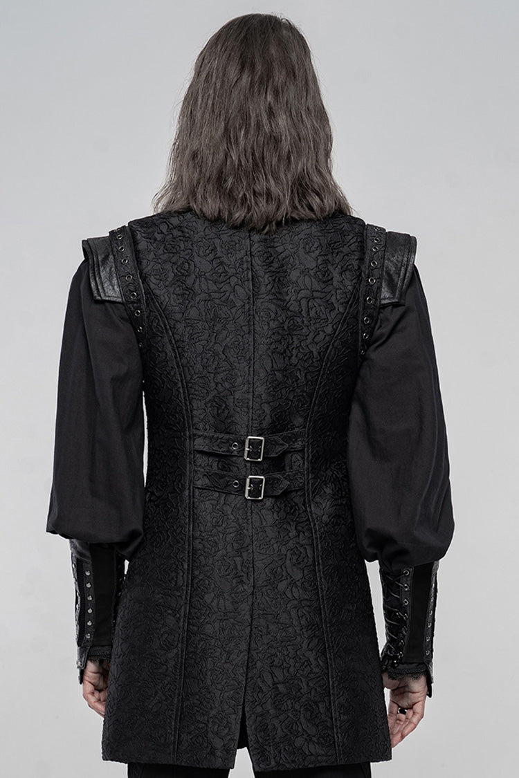 Black Stand Collar Sleeveless Buckle Punk Vest