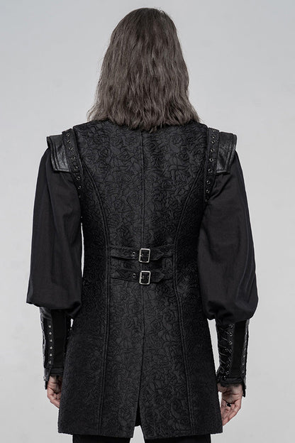Black Stand Collar Sleeveless Buckle Punk Vest