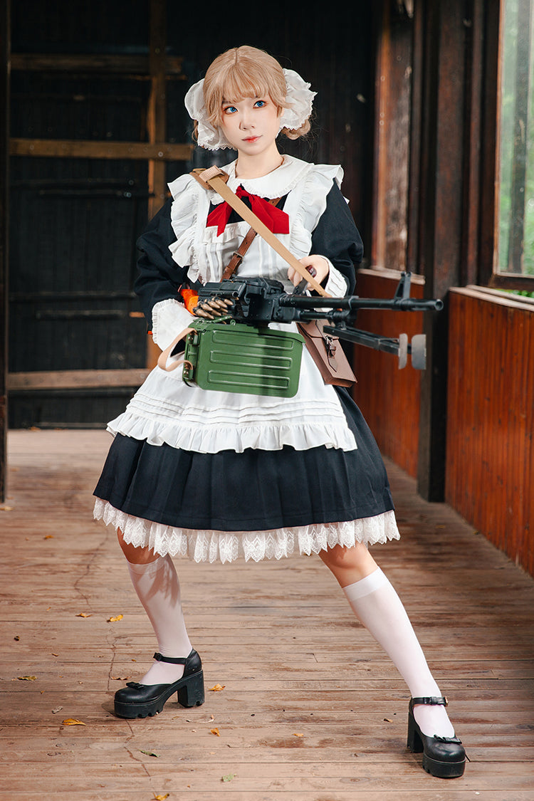 [violent Maid] Long Puff Sleeves Bowknot Classic Lolita Dress 2 Colors
