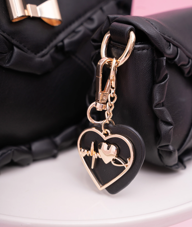 Bag With Heart Strap and Bow Ruffle