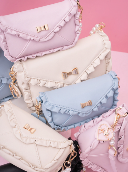 Bag With Heart Strap and Bow Ruffle