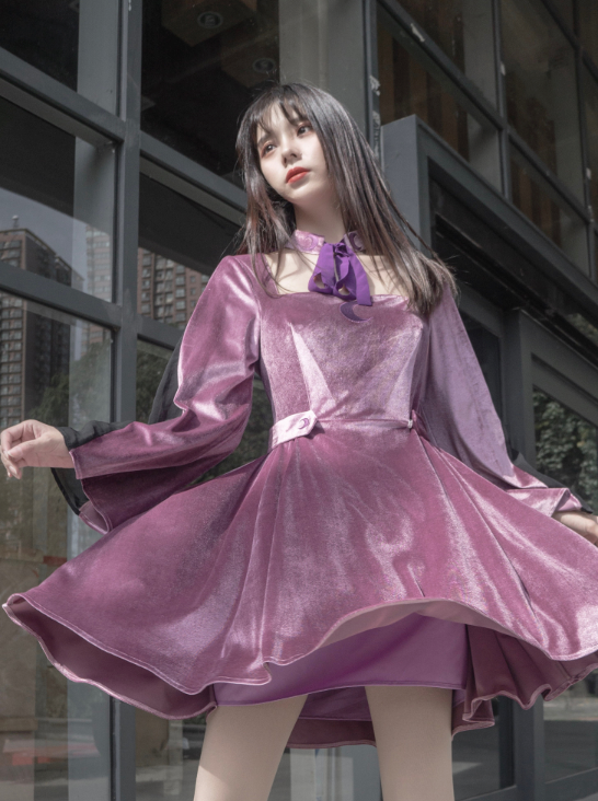 Dark Purple Twin Velvet Dress Set