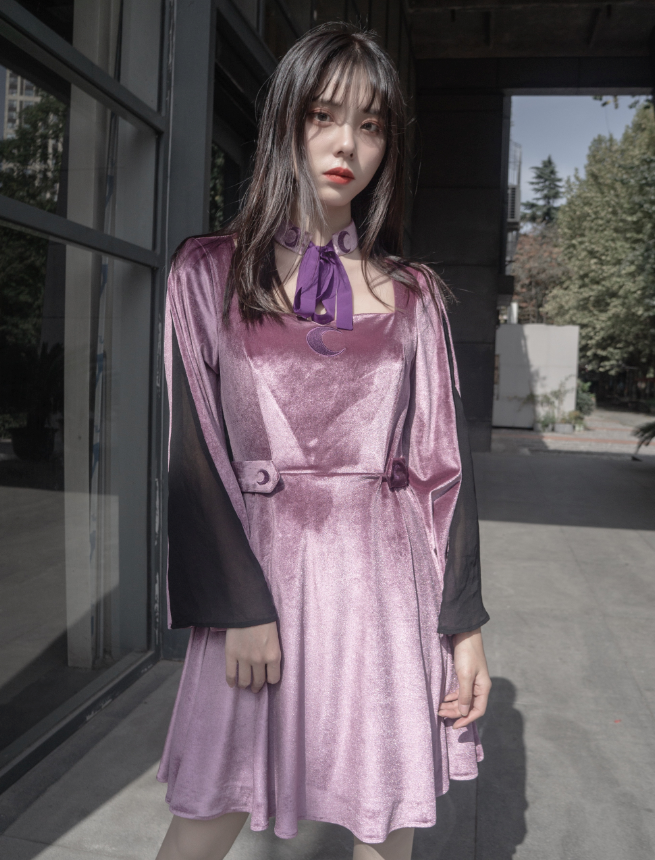Dark Purple Twin Velvet Dress Set
