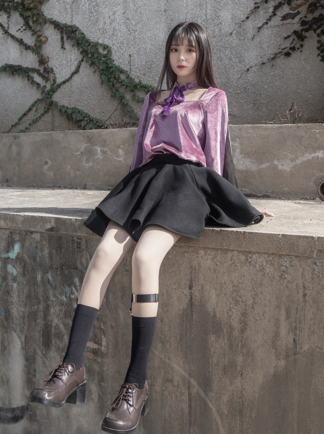 Dark Purple Twin Velvet Dress Set