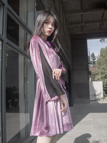 Dark Purple Twin Velvet Dress Set