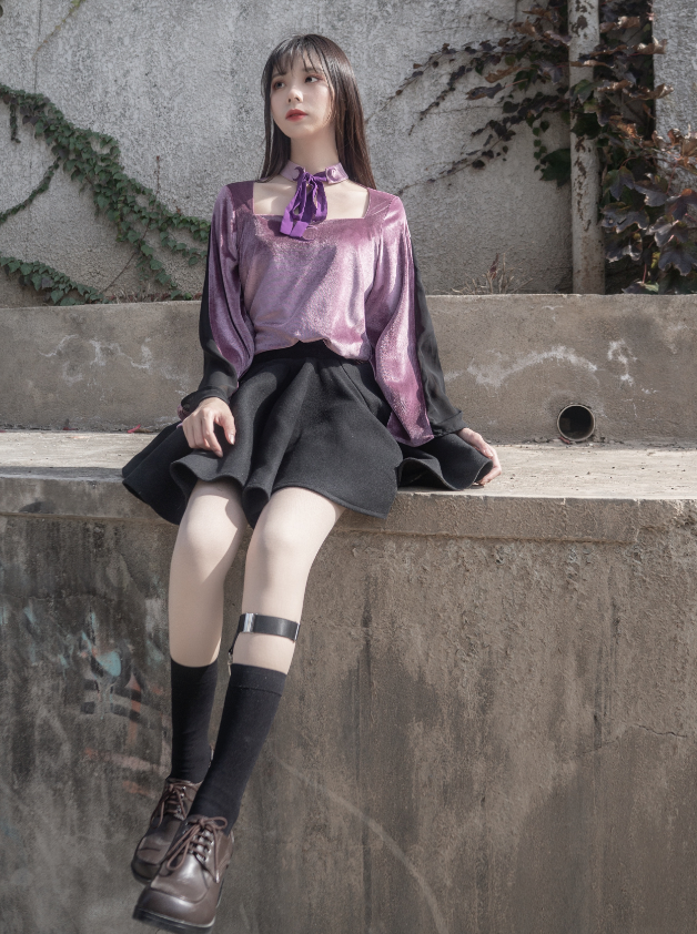 Dark Purple Twin Velvet Dress Set