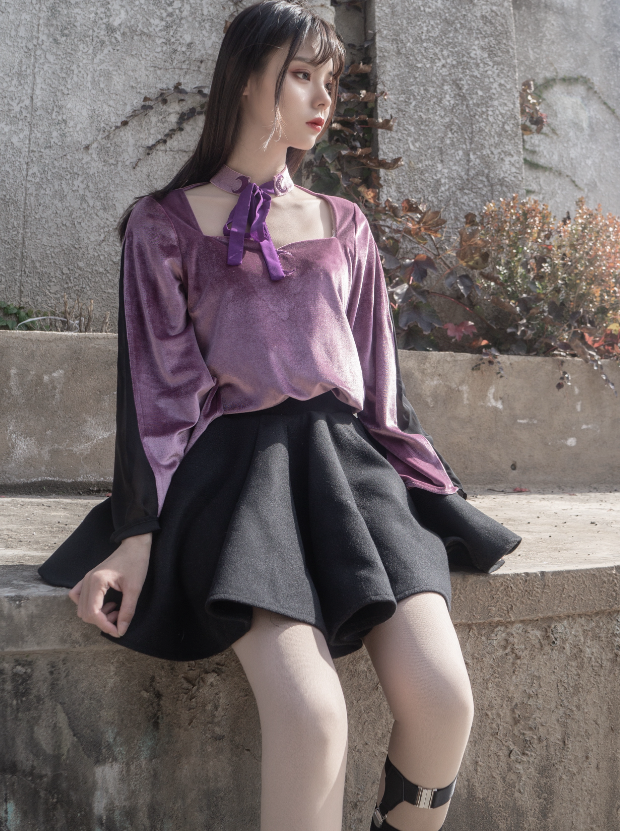 Dark Purple Twin Velvet Dress Set