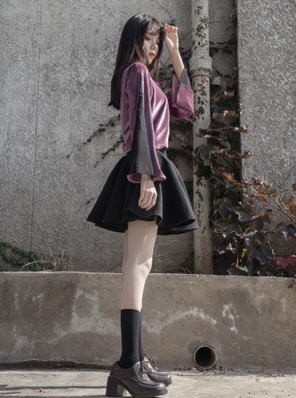 Dark Purple Twin Velvet Dress Set