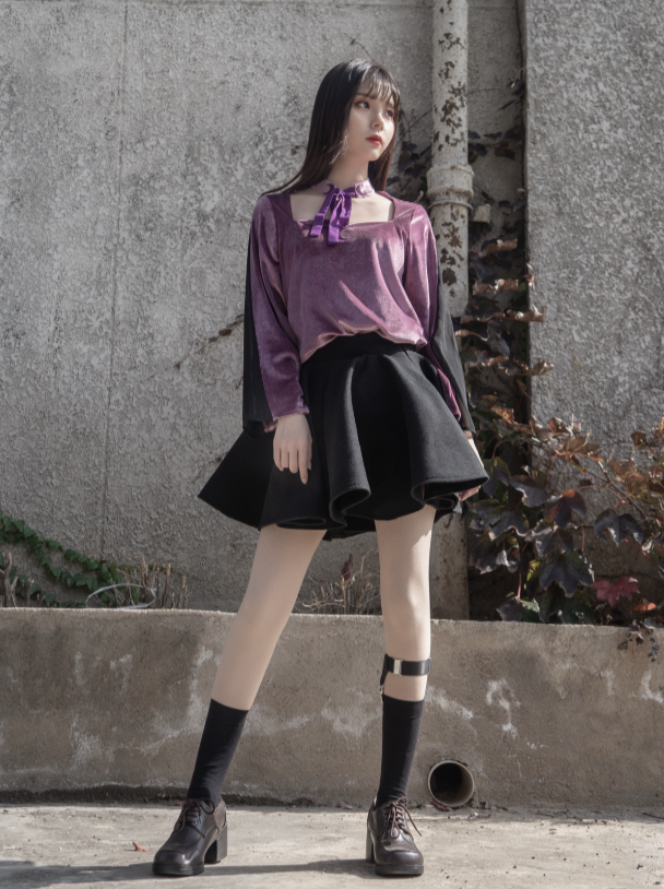 Dark Purple Twin Velvet Dress Set