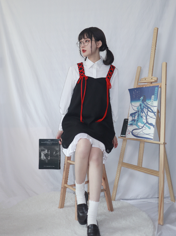 Strap Lace-up Twin Shirt Set