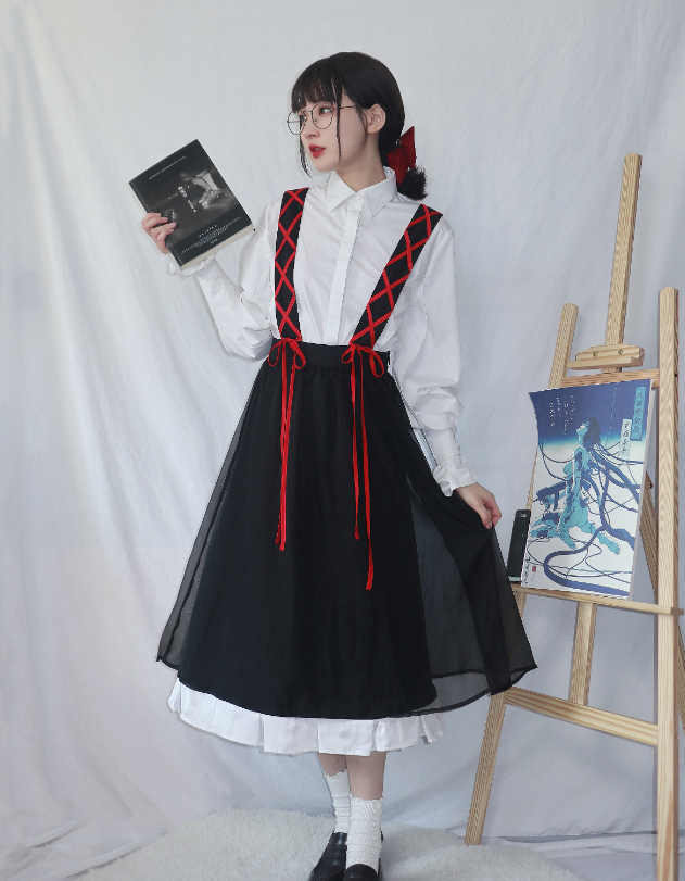 Strap Lace-up Twin Shirt Set