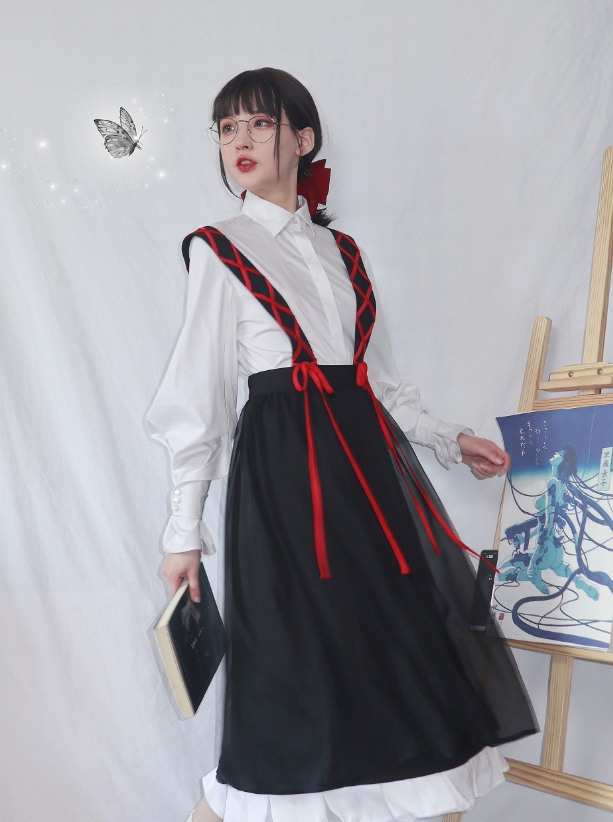 Strap Lace-up Twin Shirt Set