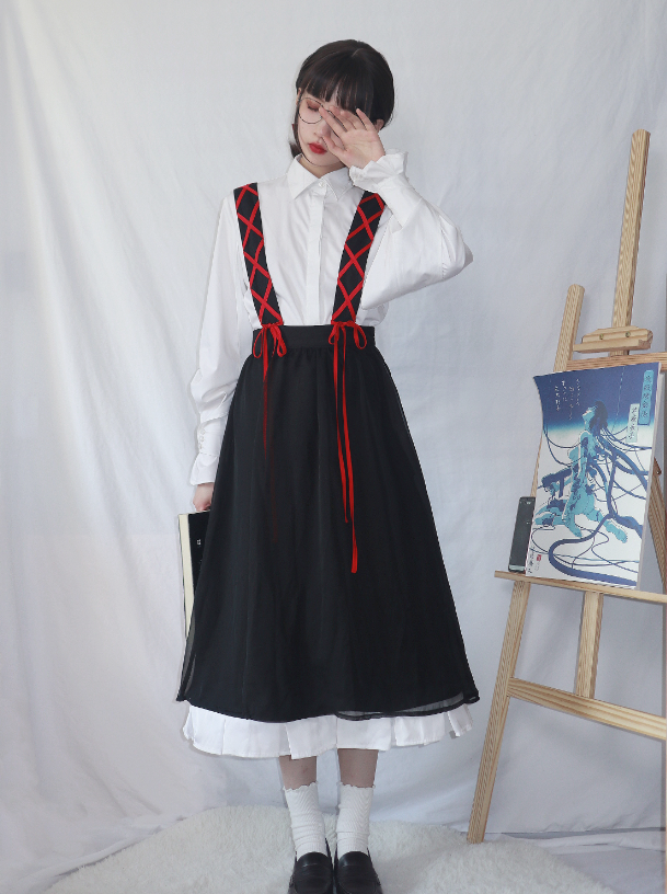 Strap Lace-up Twin Shirt Set