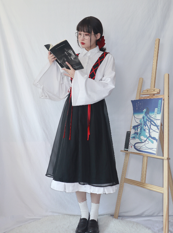 Strap Lace-up Twin Shirt Set
