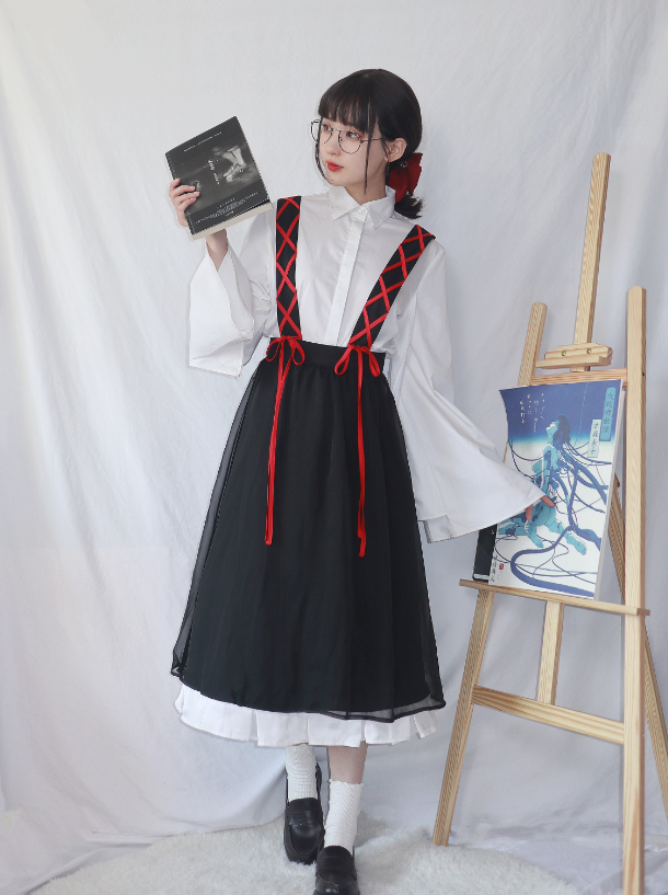 Strap Lace-up Twin Shirt Set