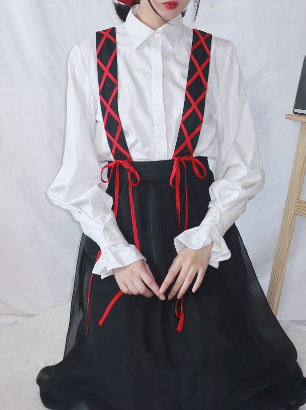Strap Lace-up Twin Shirt Set