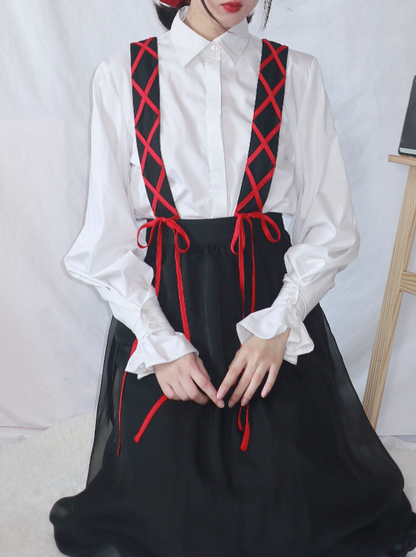 Strap Lace-up Twin Shirt Set