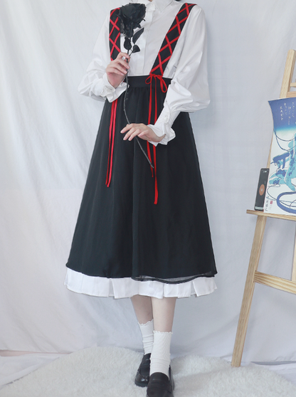 Strap Lace-up Twin Shirt Set