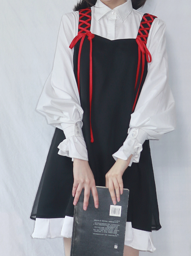 Strap Lace-up Twin Shirt Set