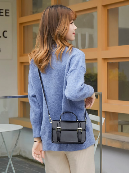 Leather Look Satchel Bag With Strap