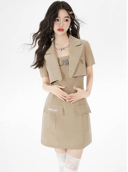 Suspender Dress + Short Jacket