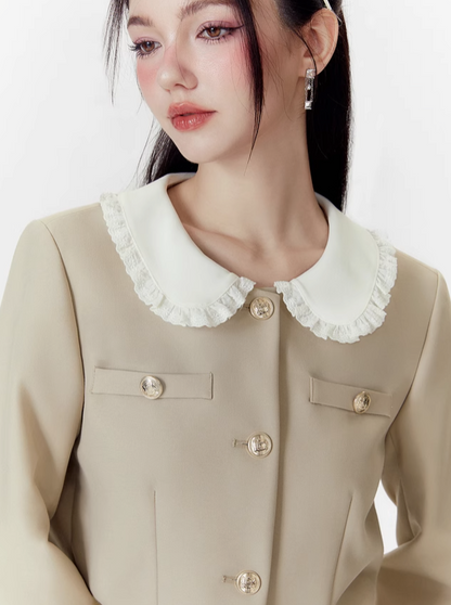 Doll Collar Short Jacket + Long Skirt