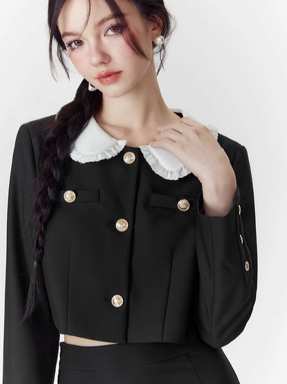 Doll Collar Short Jacket + Long Skirt