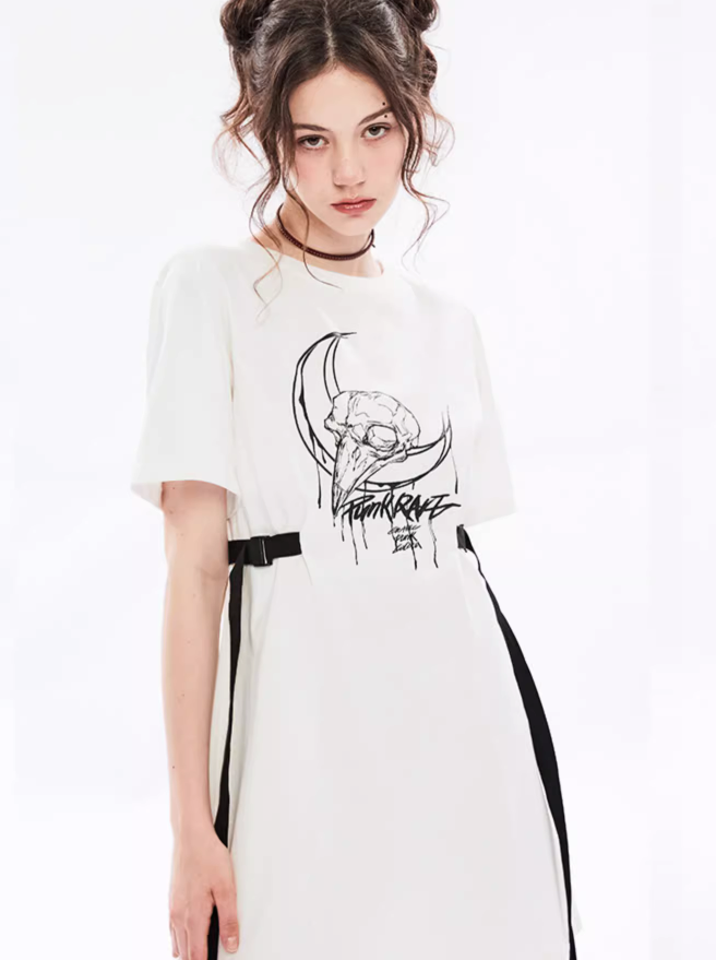 Punk Dark Waist T Shirt Dress