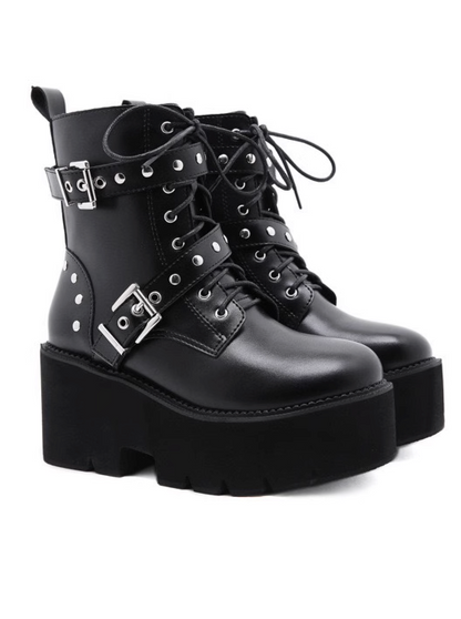 Dark Y2k Hot Girl Belt Buckle Platform Shoes
