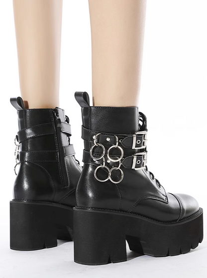 Punk Belt Buckle Metal Ring Martin Boots