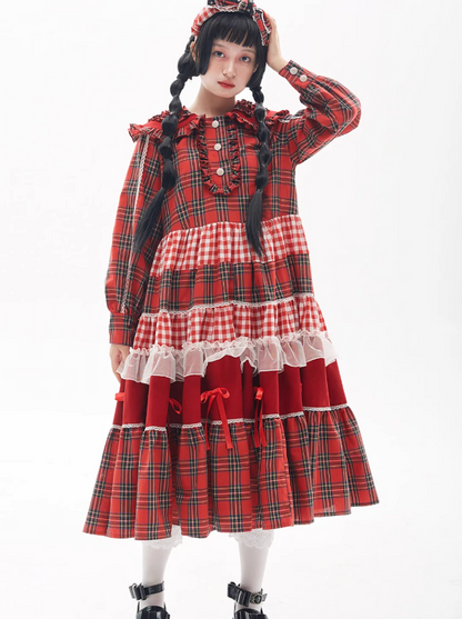 Retro Flare Stitch Collage Dress
