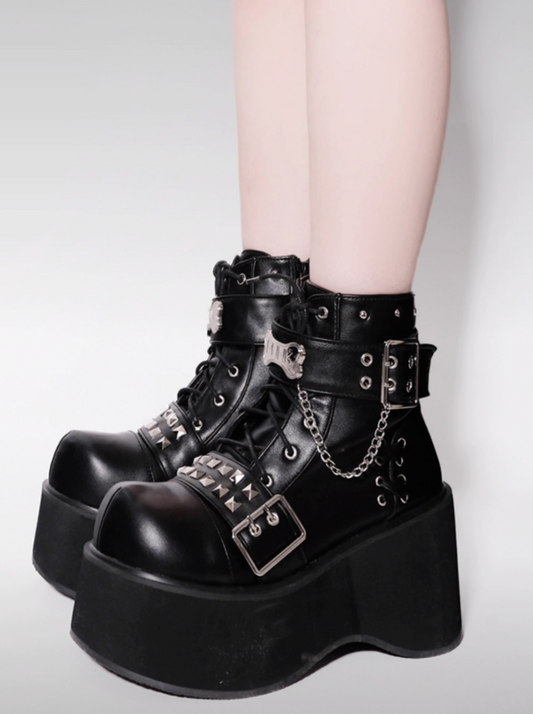 Punk Rock Round Toe Platform Boots