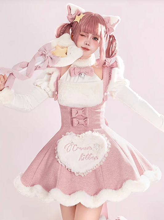 Sweet Girly Ribbon Top + Love Suspender Skirt