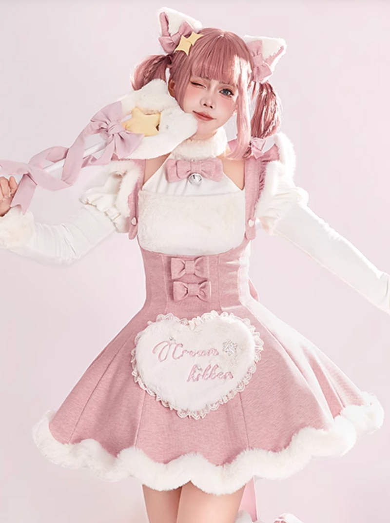 Sweet Girly Ribbon Top + Love Suspender Skirt