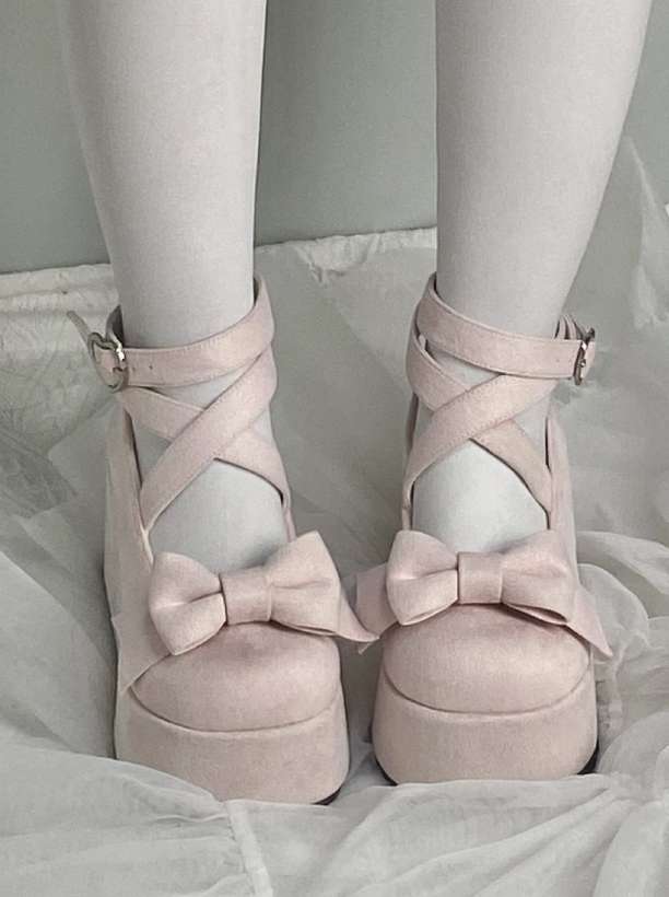 Ribbon Velvet Round Toe Low Shoes