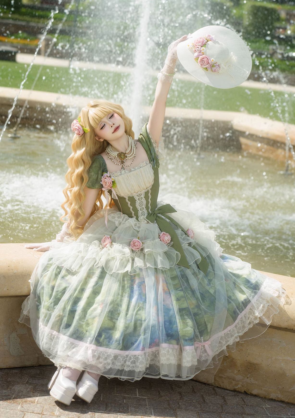 [pre-order Deadline: May 15] Monet Garden Oil Handle Classical Chiffon Dress + Bustier