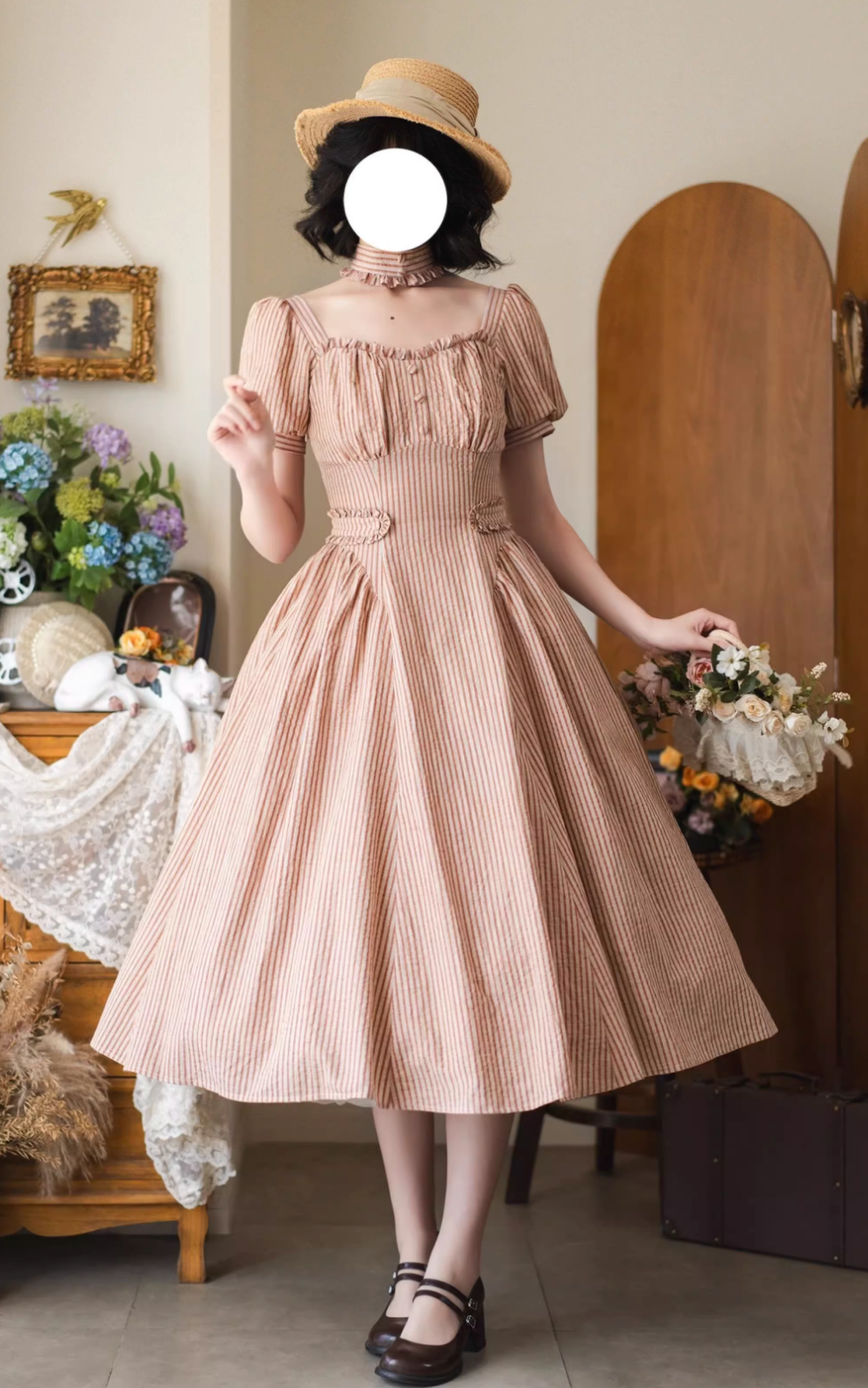 [pre-order] Retro French Classic Cotton & Linen Striped Dress