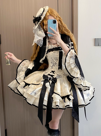 [pre-order] Brandy French Pearl Bustier Dress + Black Jacquard Jacket + Accessories