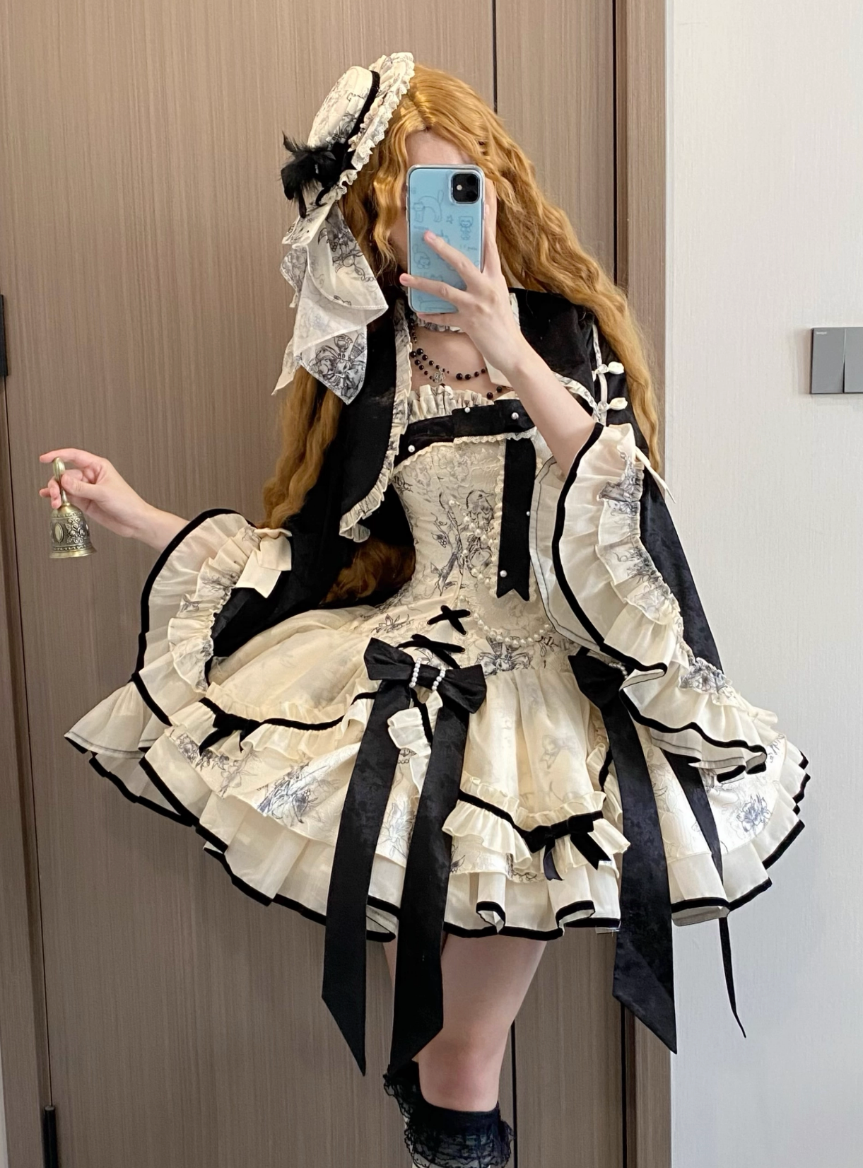 [pre-order] Brandy French Pearl Bustier Dress + Black Jacquard Jacket + Accessories