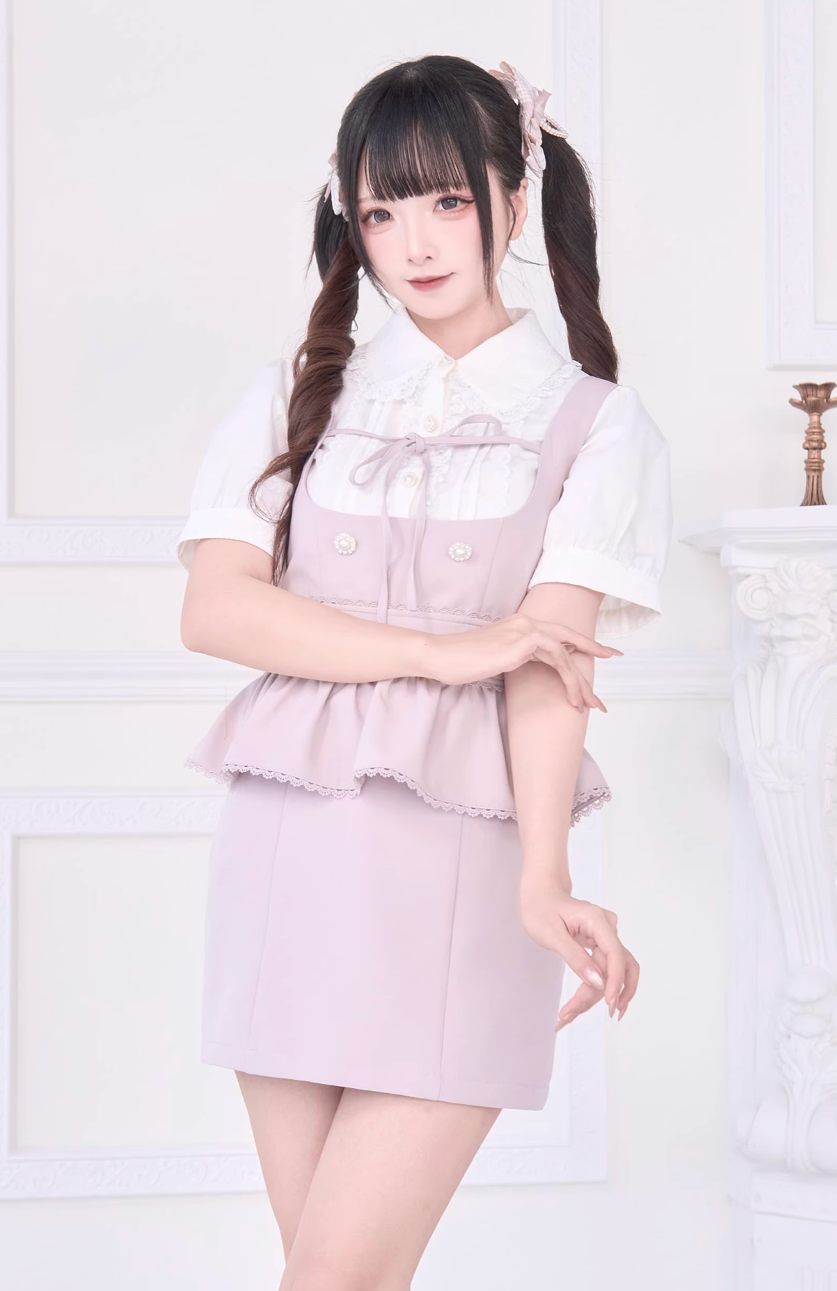 [pre-order] Lace Ribbon Shirt + Sass Dress 2way Sweet & Spicy