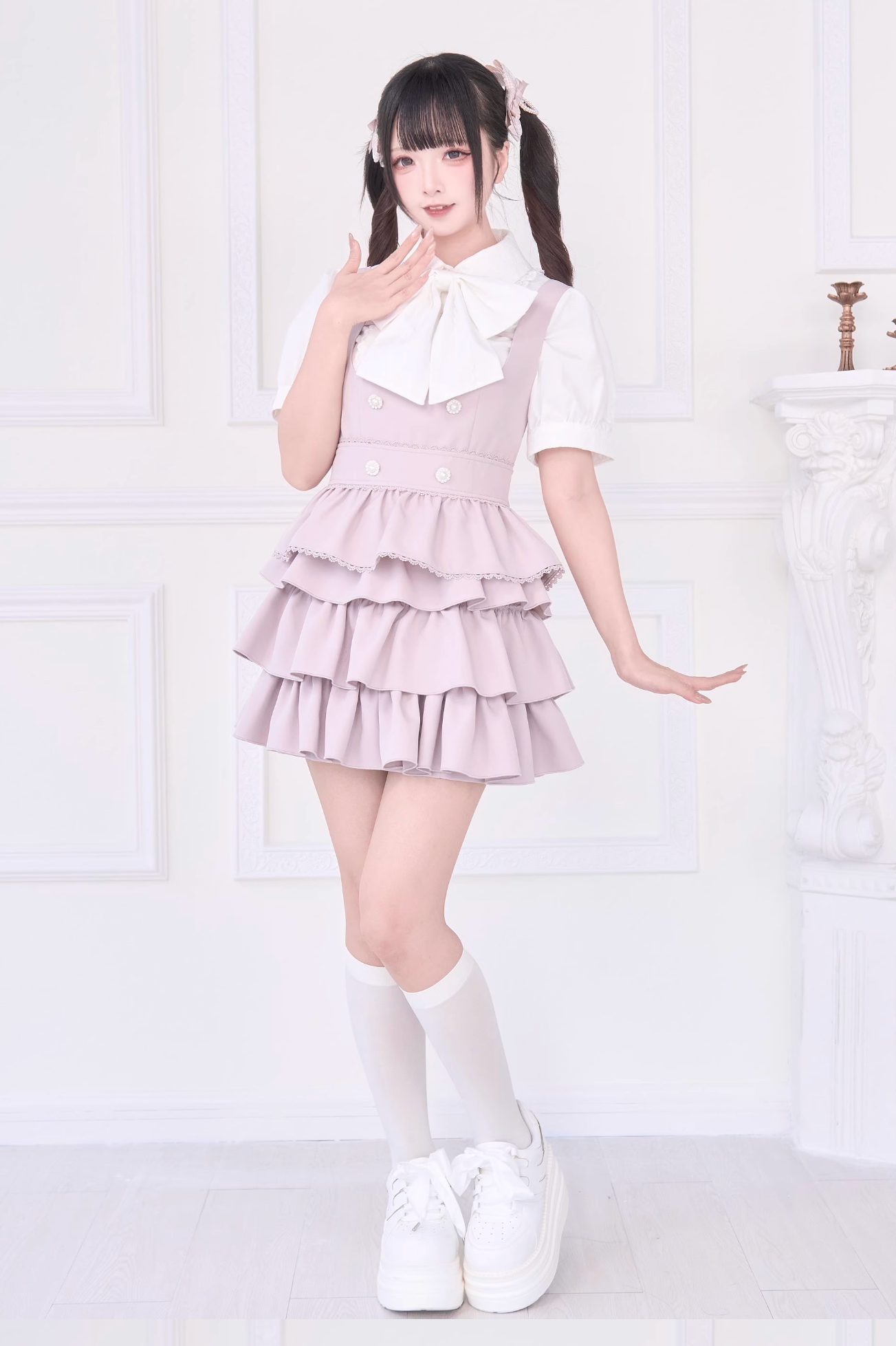 [pre-order] Lace Ribbon Shirt + Sass Dress 2way Sweet & Spicy