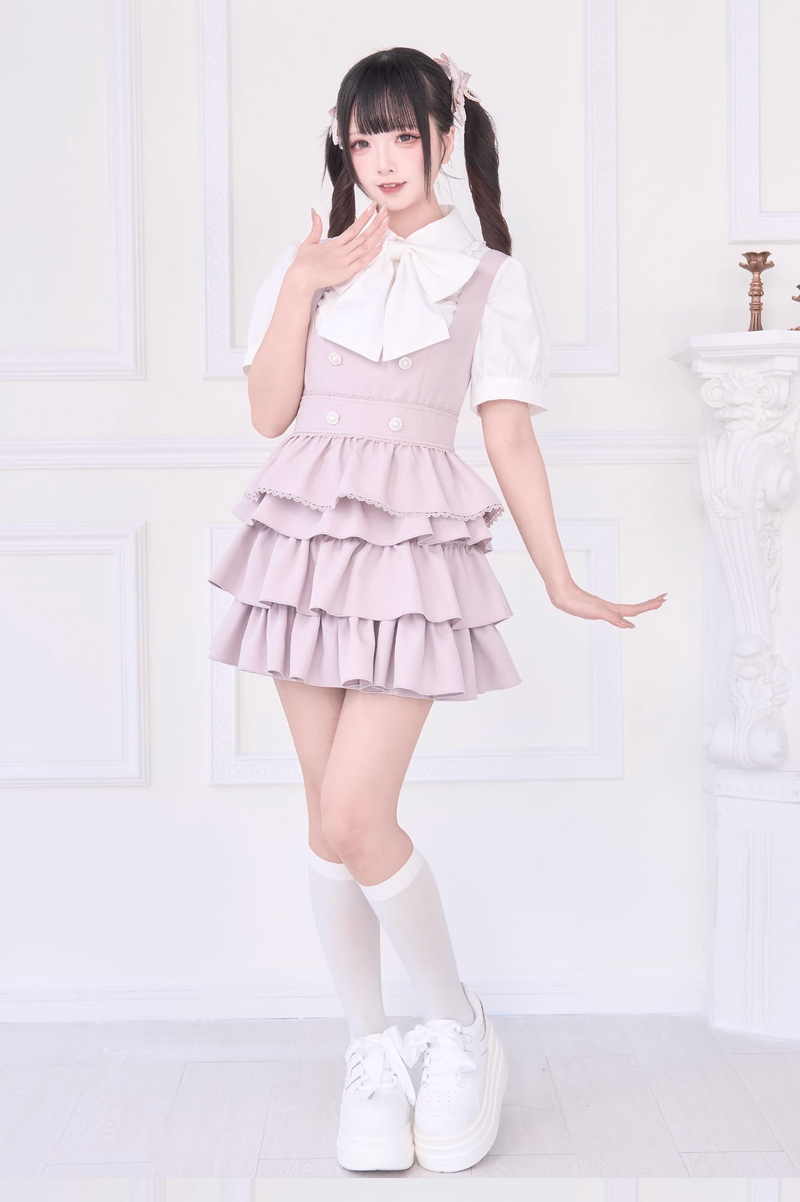 [pre-order] Lace Ribbon Shirt + Sass Dress 2way Sweet & Spicy