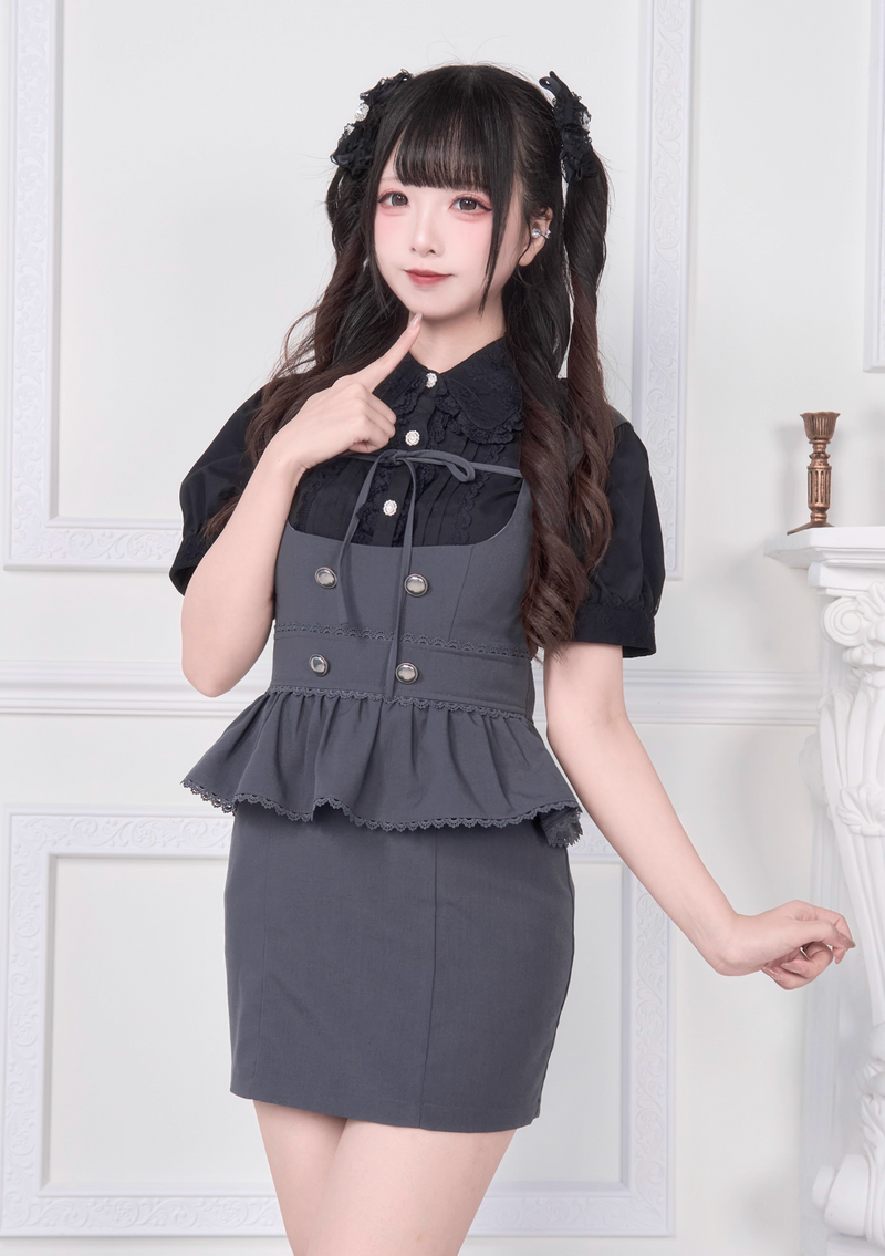 [pre-order] Lace Ribbon Shirt + Sass Dress 2way Sweet & Spicy